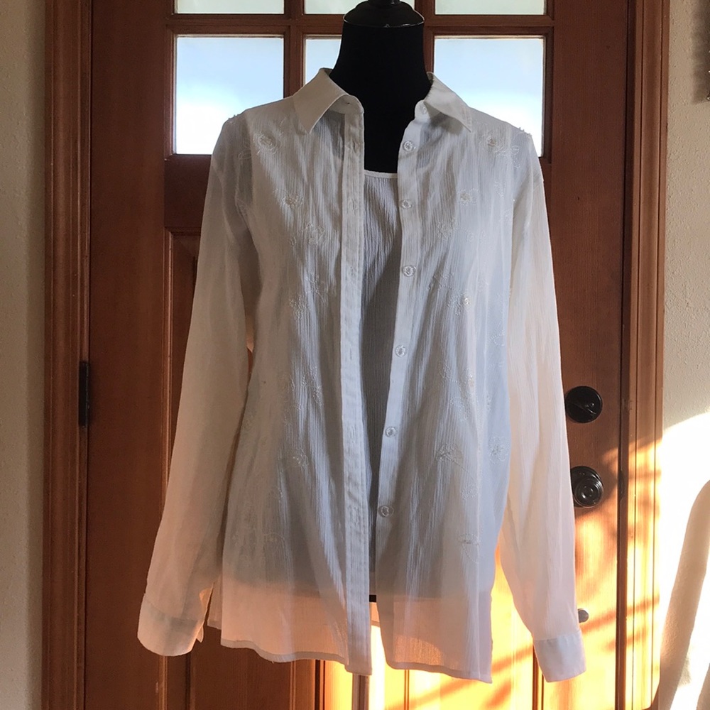 Draper’s and Damon’s White Linen Blouse w/Tank